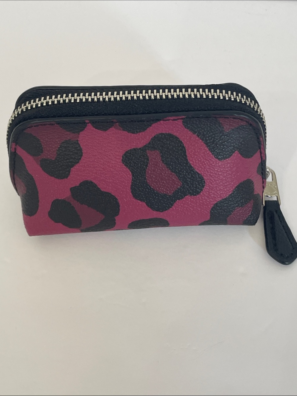 Coach Micro Mini Pouch Cosmetic | Coin Case Cranberry Ocelot Print - Picture 3 of 6